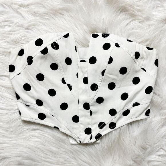 LF Seek The Label Polka Dot Bustier Crop Top White and Black Size XS - Picture 1 of 5